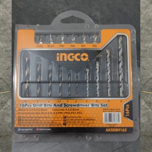 INGCO AKSDB9165 16 Pcs Drill Bits and Screwdriver Bits Set