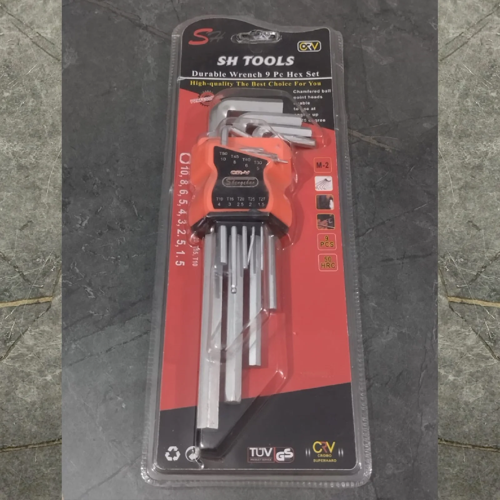 SHENGCHAO Durable Wrench 9 Pcs Hex Key Set 1.5-10mm