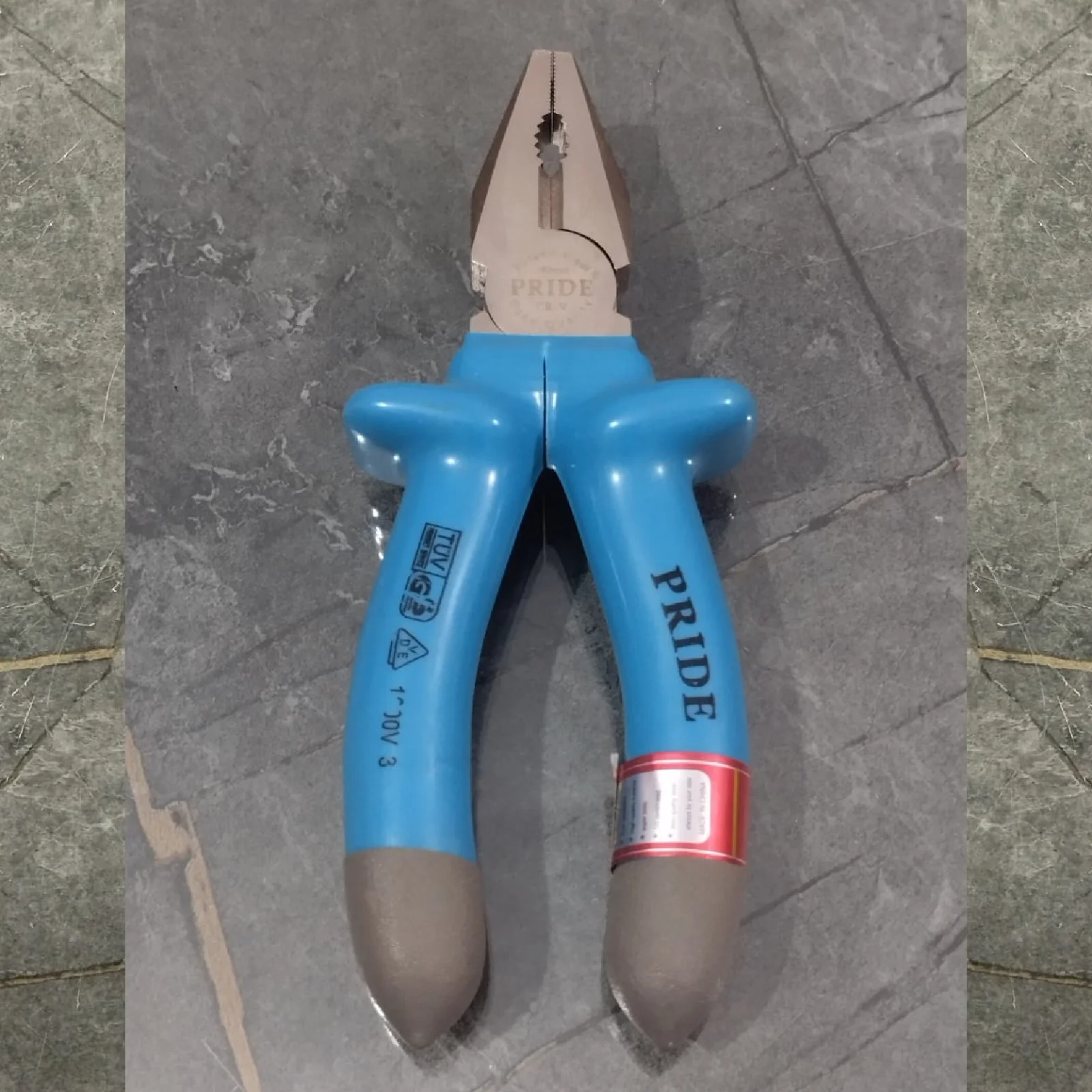 PRIDE 6" Combination Plier insulated handle grip with half chrome